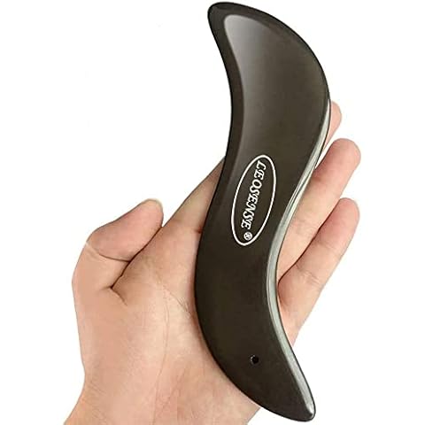 Leosense 7" Sibin Bian Stone Gua Sha Scraping Massage Tool- Enough Heavy Stone Gua Sha Board for Full Body Relax Pain Relief, Natural Deep Tissue Trigger Point Massage Therapy Tool- Easy to Grip Cover