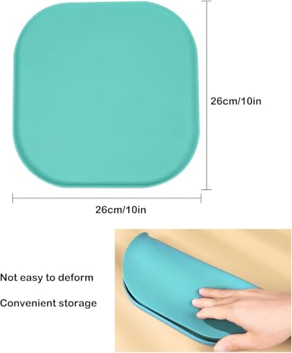 2-teiliges Set Wasserfeste Silikon Futtermatte für Hunde und Katzen, Quadratisches Futtertablett, rutschfeste, Leicht zu Reinigende Fressnapf-Unterlage, Lebensmittelecht (Mintgrün, 26cm x 26cm)
