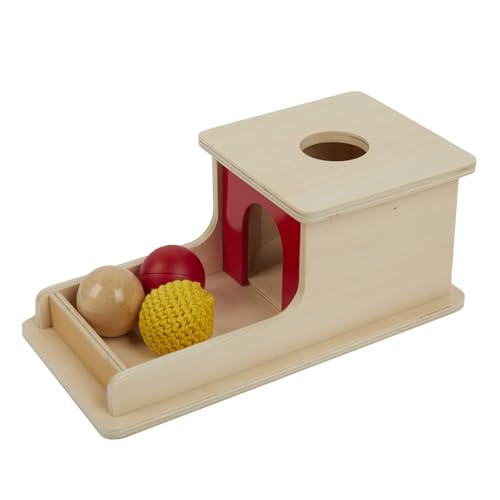 Image of Tiger Montessori Object Permanence Box with Tray Three Balls for 6-12 Months Babies (Wood+Plastic+Knit Ball)