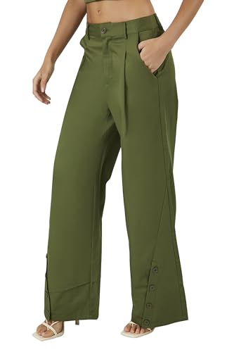 Forever 21 womens Button-hem Wide-leg Pants3