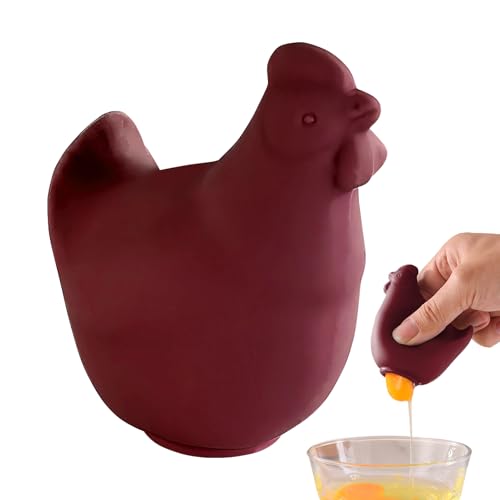 Separador De Yemas De Huevo De Silicona - Divertido Separador De Yemas Y Claras Con Forma De Pollo | Divisor De Yemas Y Claras De Huevo De Silicona Filtros De Alimentos Para Hornear (Rojo)