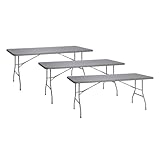 Solycarpa Pack 3 Mesas Rectangulares 200x90 con Patas Plegables de Exterior, Jardín, Catering y Hostelería. Auxiliar para Comedor y Camping, de 8-10 Personas, Fácil de Transportar, Portátil y de PVC.