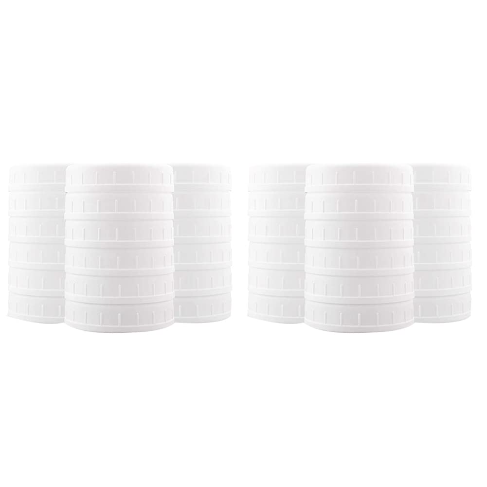 Hndhbfgrt 36 Pack Plastic Regular Mouth Jar Lids for Ball, Kerr and More - Food Grade White Plastic Storage Caps