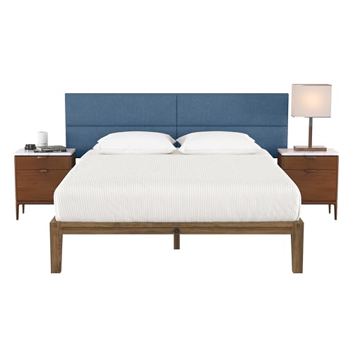 Jaxx Panelist Modern Padded Headboard – Set of 4 Wall Mounted Panels - King, Petrol Blue Microvelvet