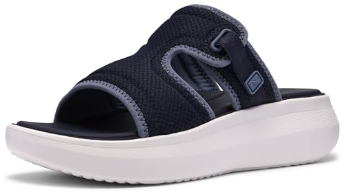 Clarks Clarks Women's Solevana Mist Cloudsteppers Wedge Sandal, Navy Textile, 9