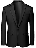 QUELDRA Blazer Homme Décontracté Ajusté Slim Fit Veste de Costume Noir Un Bouton Élégant Formel Business
