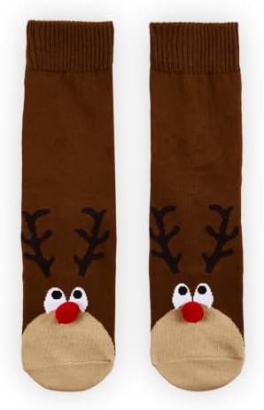 2PCS Festive 3D Elf and Reindeer Socks Size 6  8.5| Novelty Christmas Gifts| Funny Socks men| Two Pairs of Socks, A pair of Breathable Elf Socks and A pair of Reindeer Socks| Novelty Socks| Bed Socks