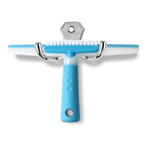 Shower Squeegee for Glass Doors, MEIBEI Squeegee for Shower Glass Door, Multi-Purpose Silicon Squeegee with Groove Gap Brush for Car Windshield, Tile Wall, Window, Mirror, Glass Door Cover