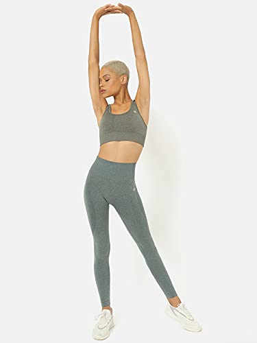 Image of Women's Slip-On Sports Bra | Seamless Technology Full-Coverage Sports Bra | Racerback Medium-Impact Dark Green