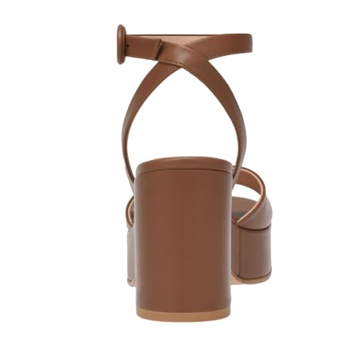 miss left Women Stylish Platform Round Closed Toe Sandals High Chunky Heels Ankle Strap Buckle Pumps Dressy Party Evening Shoes Size 4-16 US3