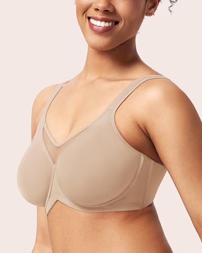 Image of HSIA Minimizer Bras for Women Plus Size, Full Coverage Coolcomfort T Shirt Unlined Bra with Underwire for Heavy Breast
