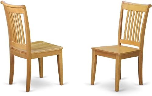 East West Furniture POC-OAK-W Portland Kitchen Dining Chairs - Slat