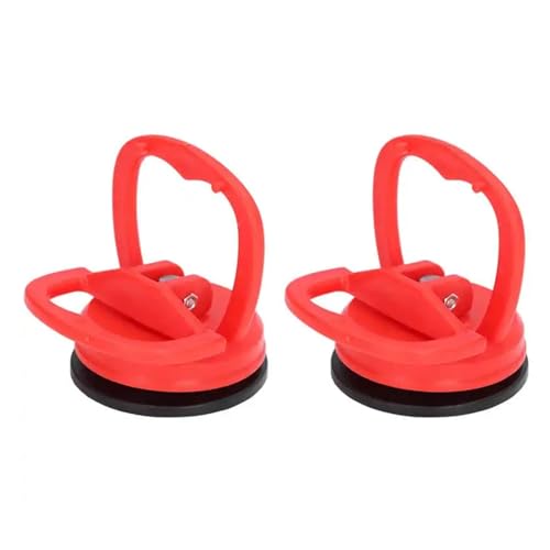 2Pcs Suction Cup Lifter Handheld Lifting Clamps Glass Puller Power Grip Vacuum Tiles Tool Moving Tools for Tile, Granite, Metal(Rojo)