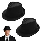 GYIOFAI Lot de 2 chapeaux Fedora Trilby élégants, unisexe, chapeau melon Panama classique,...