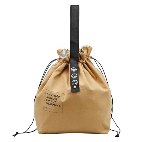 xolear Bolsa de Almuerzo, Nevera Portatil con Cordón, Bolsa Térmica Porta Alimentos Pequeña, Lunch Bag Plegable Reutilizable para Trabajo, Escuela, Viajes (Amarillo)