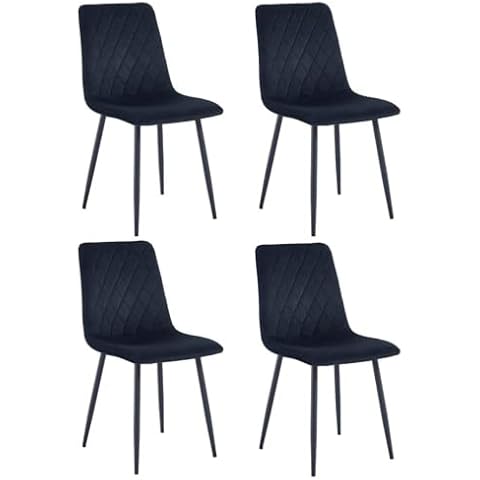 Juego de 4 sillas de comedor de terciopelo negro Cover