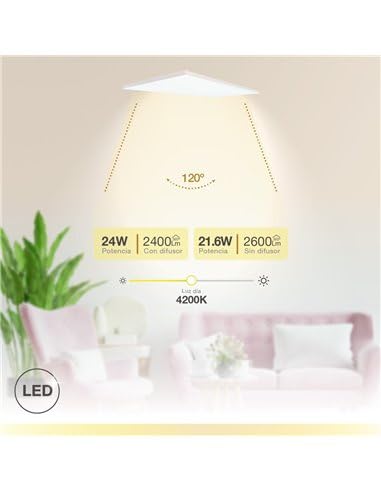 Pannello da superficie LED rettangolare Kisongo 60x30cm 24W 4200K Bianco