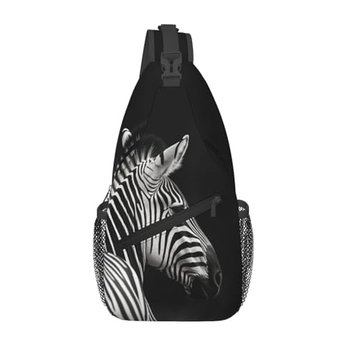Bolso cruzado cebra negro y blanco para hombre y mujer miniatura 1