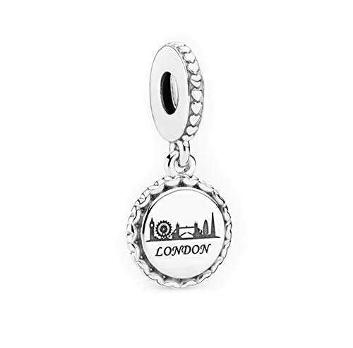 FGT Ciondolo in argento Sterling per bracciali, collane, pendenti, viaggi, aereo, Londra, New York, bussola, regalo per mamma, donne, ragazze, migliori amiche, figlia, fidanzata, famiglia, San