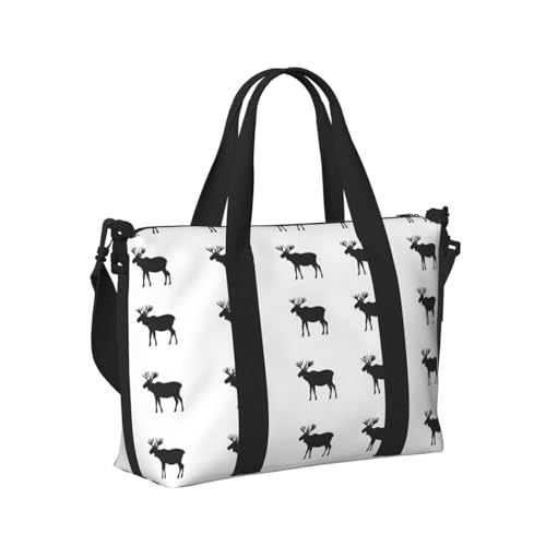 Laptop Tote Bag for Women Work - Cool Elk Black Print Weekender Overnight Bags for Women Travel, Gym Duffle Bag for Men, Personal Item Crossbody Travel Bags for Men Carry On