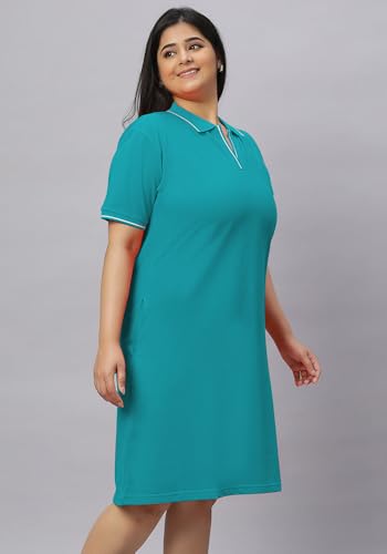 Image of Wear Your Opinion Women's Plus Size Soft PQ Polo Collar Neck Tipped Tshirt Dress