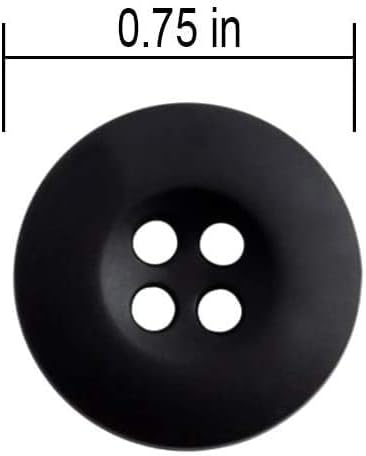 Miniatura 2 de 12 botones de costura negros de 0.75 pulgadas, botones militares militares de 30 L para manualidades, botones de acabado mate pulido de 4 agujeros,