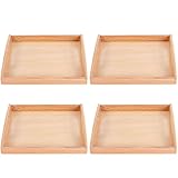4 Piezas Bandejas Montessori Tableta Montessori Segura de Madera Natural con Mango Cuentas Educativas y de Aprendizaje Soporte de Almacenamiento de Juguetes para Niños para Enseñanza Temprana Favor