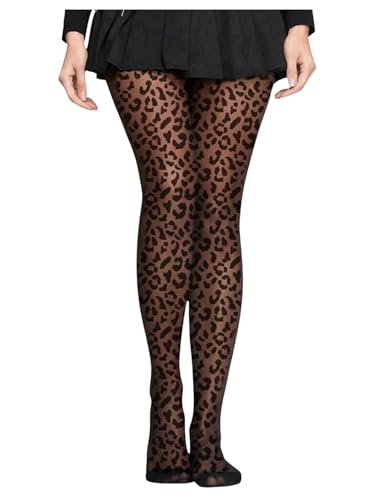 Women's Leopard Print Mesh Sheer Tights Control Top Pantyhose Lingerie Stockings