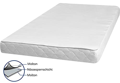 Playshoes 770213 Molton Betteinlage Kinderbett wasserdicht und atmungsaktiv, Oeko-Tex Standard 100, 50 x 90 cm, Weiß