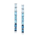Ross-Simons 4.00 ct. t.w. Sky, Swiss and London Blue Topaz Ombre Drop Earrings in Sterling Silver