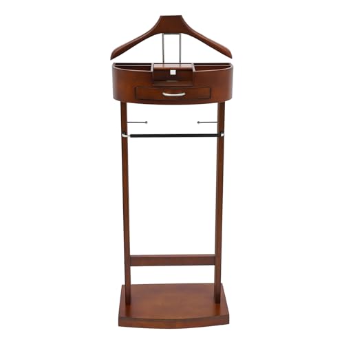 JINHZIXIU Wood Suit Rack Suit Stand for Man and Women Clothes Valet Suit with Drawer Valet Stands Men Valet Brown Suit Valet for Entryway Office Living Room