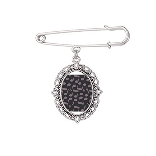 Broche notes de musique violet foncé et noire taille M pour robe et chemise