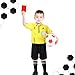 Newcotte 11 Pcs Kids Soccer Referee Kit Halloween Children Referee Costume Umpire Gear Set Youth Ref Shirt Pants Socks Whistle with Lanyard Penalty Flag Soccer Card(Age 6-8)