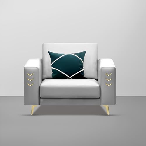 Image of Casaliving Falco 1 Seater Sofa Set for Living Room (Grey Fabric) Premium Fabric Sofa