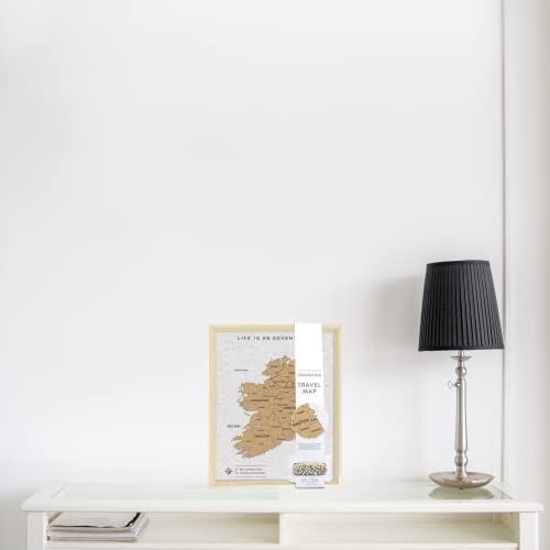 Splosh Pin Board Map of Ireland in a White Wooden Frame for Travel. The Travel map corkboard Comes with 2 Sets of pins to Personalise Your World Travel Adventures.