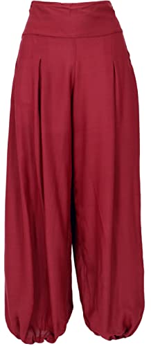 GURU SHOP Pantalon sarouel pour femme - Synthétique, Rouge foncé, W42