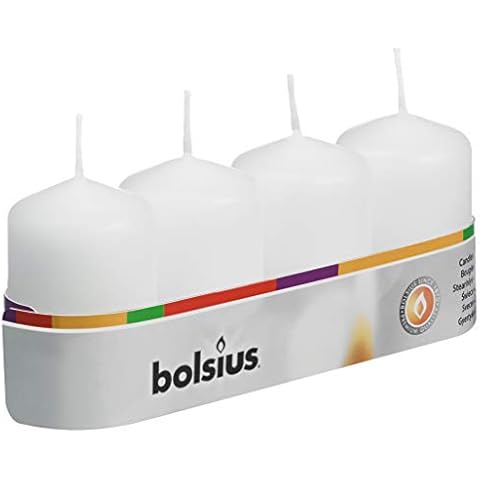 Bolsius Small White Pillar Candles Pack of 4 Cover