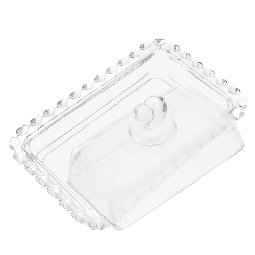 HOUDERCO 透明ガラス製 バターディッシュ ドーム蓋付き 耐久性ある 再利用可能 バターケース 冷蔵庫対応 キッチン用