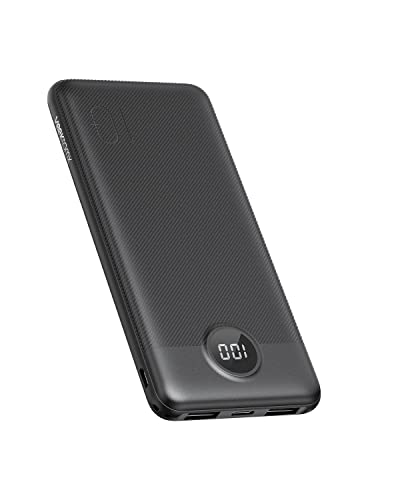 VEEKTOMX Power Bank 10000mAh, schlankes tragbares Ladegerät mit 2 Eingangs- und 2 Ausgangsanschlüssen, externes Akkupaket, kompatibel mit iPhone/Tablets/Android und Anderen Smart Devices Cover