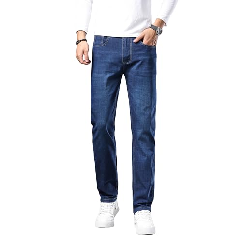 [Afylln] 伸縮自在ストレッチ デニムパンツ メンズ ストレッチ ジーンズ ワークパンツ テーパード メンズ 大きいサイズ 超伸縮 ズボン ウエスト調節可 イージーパンツ ブルーW33