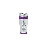 Purple 16oz Insulated Stainless Steel Travel Mug Z1247 Keep Calm and Love Pandas