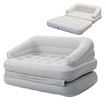 RAPTAVIS Inflatable Couch Sofa Bed, Flocked Air Mattress Bed with Armrest, Double Size