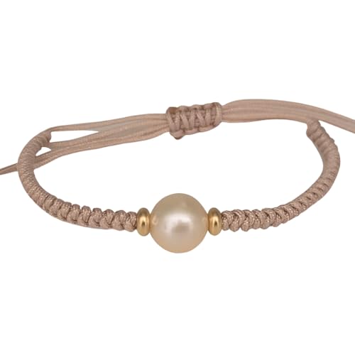 PERORNO Bracelet perle de culture ronde haut orient en or jaune 18 carats, fait main, taille réglable, bijou élégant et raffiné