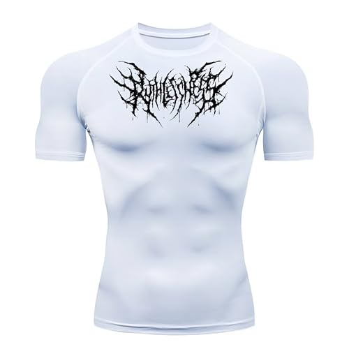 FitKairosis Agalma Fitness Gym Compression Shirt Workout Muscle Activation Performance Athletic Wear (US, Alpha, Medium, Regular, Regular, Black)