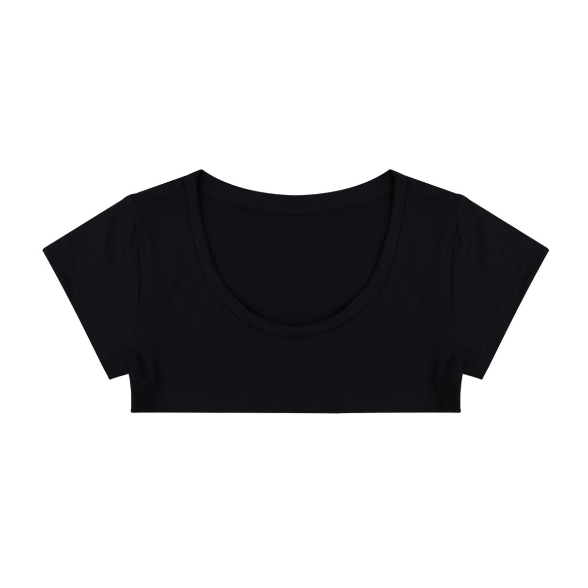 Linjinx Womens O Neck Short Sleeve Cotton Under Boob Crop Tank Tops Y2K Short Tops Blouses