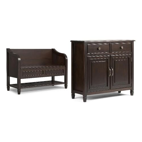 SIMPLIHOME Connaught Solid Wood 42 inch Wide Storage Bench with Bottom Shelf and 40 inch Wide...