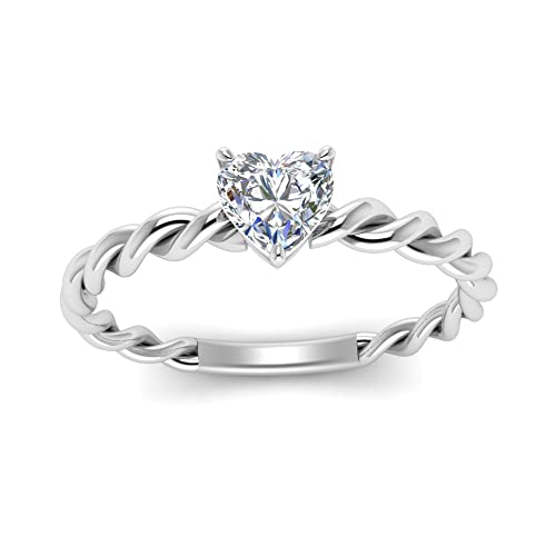 Image of 55Carat Choose Your Gemstone Twisted Solitaire Braided Ring Sterling Silver Heart Shape Solitaire Engagement Rings Ornaments Surprise for Wife Symbol of Love Clarity Comfortable US Size 4 to 12