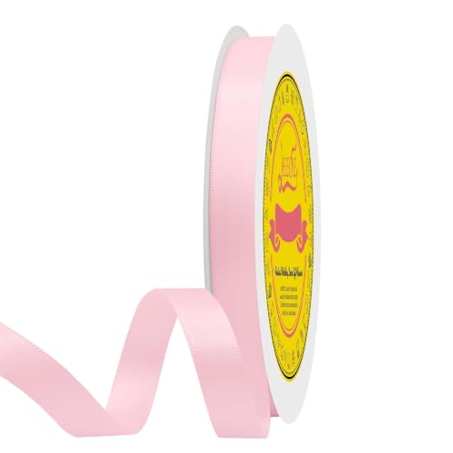 Image of Double Face Light Pink Satin Ribbon 1 /2 inch X 50 Yards Polyester Light Pink Ribbon for Gift Wrapping Very Suitable for Weddings Party Invitation Decorations and More