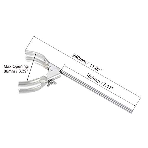 Uxcell Labs Clamp 4 Prongs Flask Beaker Clamp Holder Plastic Coated Fingers 280Mm Length Opens Up To 86Mm Diameter Silver Tone For Usual Clamp #TOP1