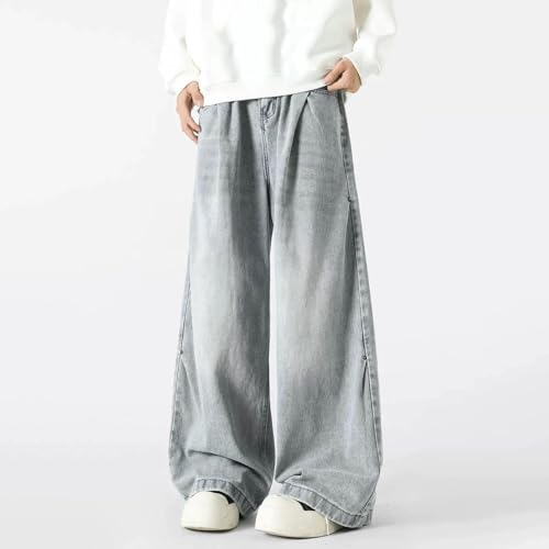 Men's Vintage Baggy High Waist Jeans Motion Relaxed Straight Jean with Pockets2